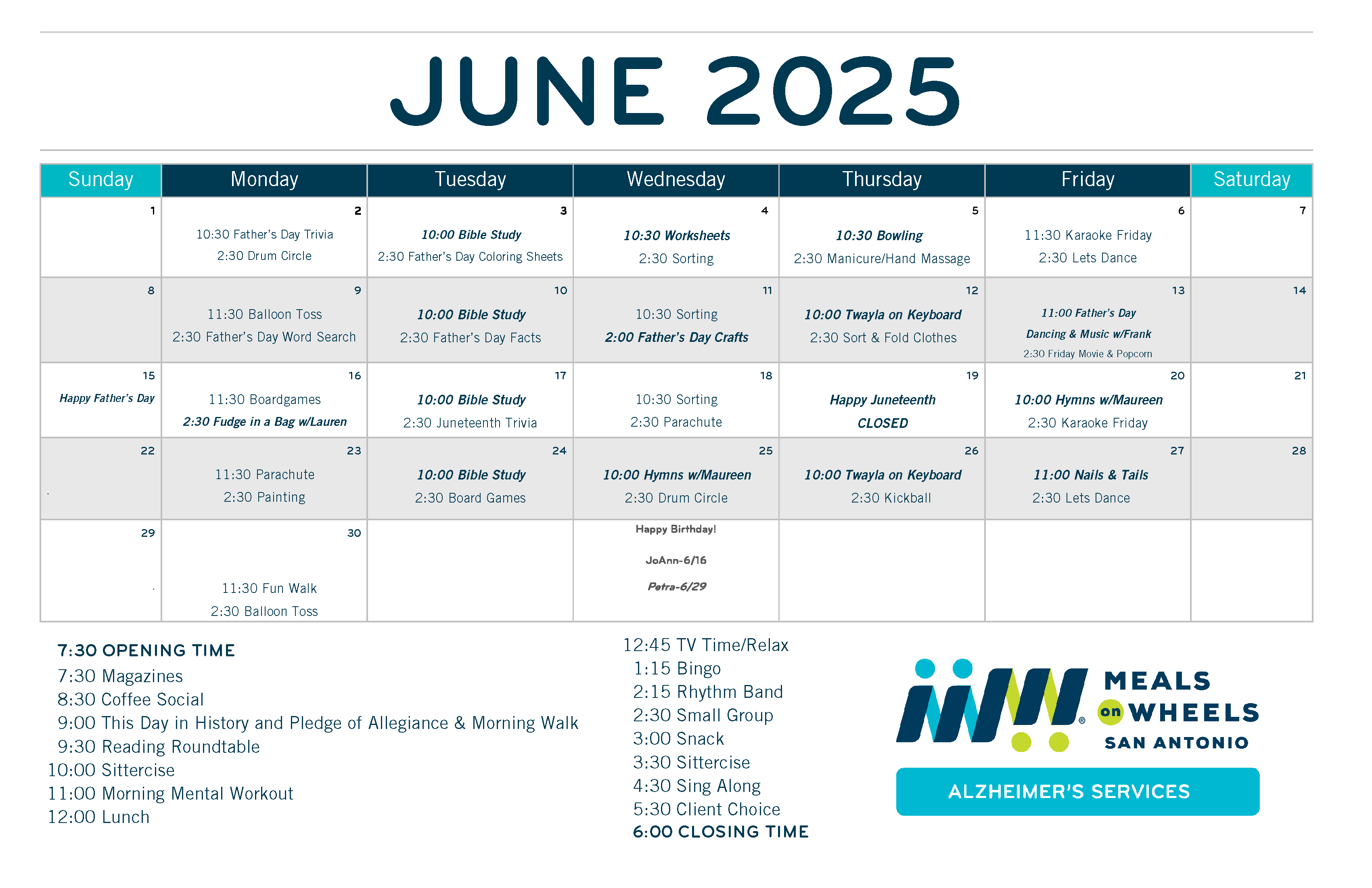 June 2025 - Grace Place Calendar